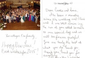 Olivier and Melissa sent a thank you note with photos from their wedding. This is a scan of that card.