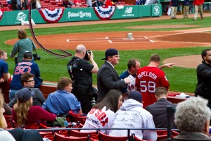 Curtis Knight at Fenway in Boston taking pictures of the Honor Guard