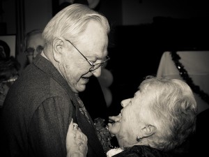A sweet couple sharing a moment at the Billerica Senior Citizen Sweetheart Dance