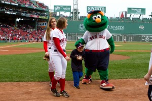 Wally at Fenway poses for a Photo