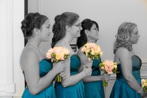 Bridesmaids with bouquets at wedding -  Boston wedding DJ, JP, Photographer, Uplights, Video for Wedding for Mike and Nicole!