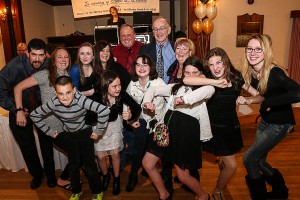 Members of Brian's family do a fun pose at the celebration of Brian Friberg - Senior of the year - Billerica, MA 01821 - 5-1-15
