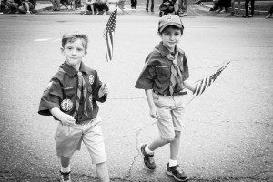 Two young Cub Scouts from a Billerica Troop march in the 2015 Memorial Day Parade.