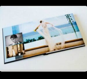 A photo of someone 's picture in an album.